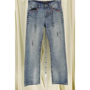 CJ Black Premium Men's Bootcut Distressed Embroidered Pocket Trim Jeans SZ 32X32